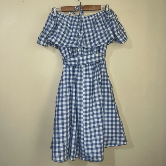 11.1 Tylho Anthropologie Gingham Cottage Core Summer Dress Medium - Picture 4 of 6